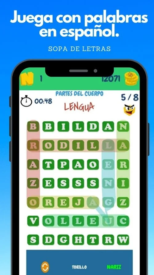 Características Descubre Caza Palabras